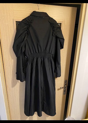 Kadın Haki Uzun Keten Salaş Trençkot - Görsel 7