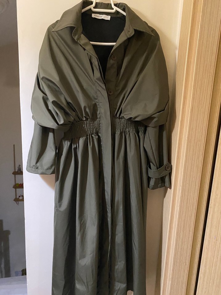 Kadın Haki Uzun Keten Salaş Trençkot - Görsel 3