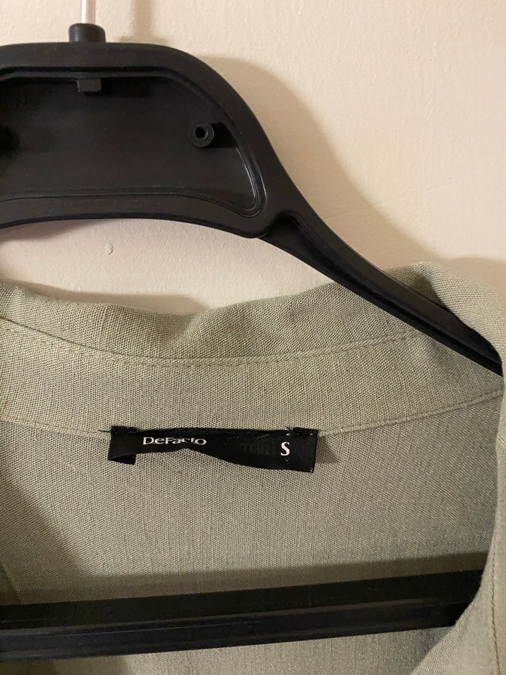 Kadın Khaki Uzun Kollu Keten Gömlek - Görsel 2