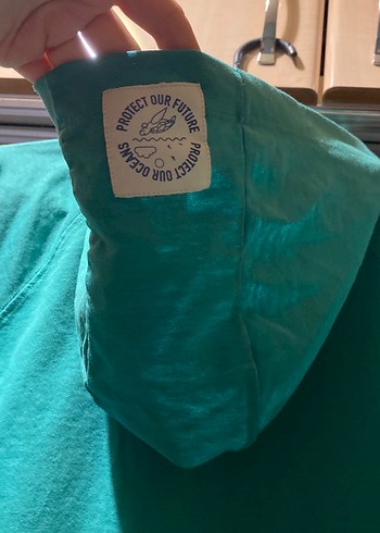 Turkuaz Kapüşonlu Kadın Sweatshirt - Görsel 5