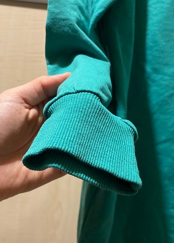 Turkuaz Kapüşonlu Kadın Sweatshirt - Görsel 3