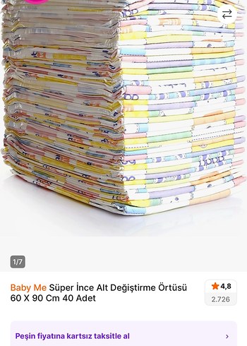 Baby Me Süper İnce Alt Değiştirme Örtüsü 60x90 cm 40 Adet - Görsel 2