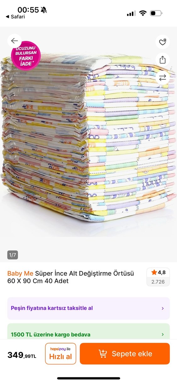 Baby Me Süper İnce Alt Değiştirme Örtüsü 60x90 cm 40 Adet - Görsel 2