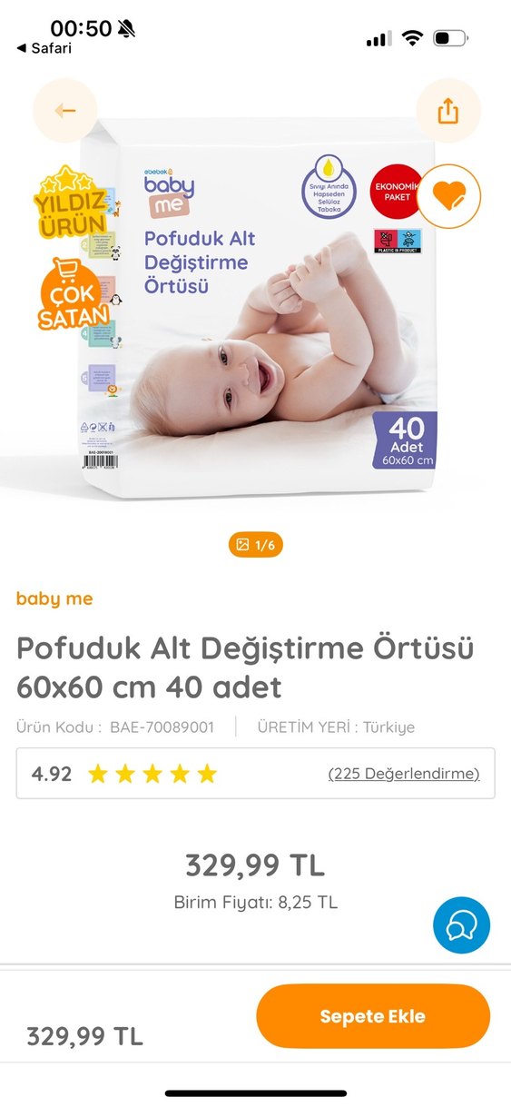Baby Me Pofuduk Alt Değiştirme Örtüsü 40'lı - Görsel 2