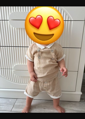 Kız Çocuk Bej Keten Kısa Kollu Gömlek - Görsel 2