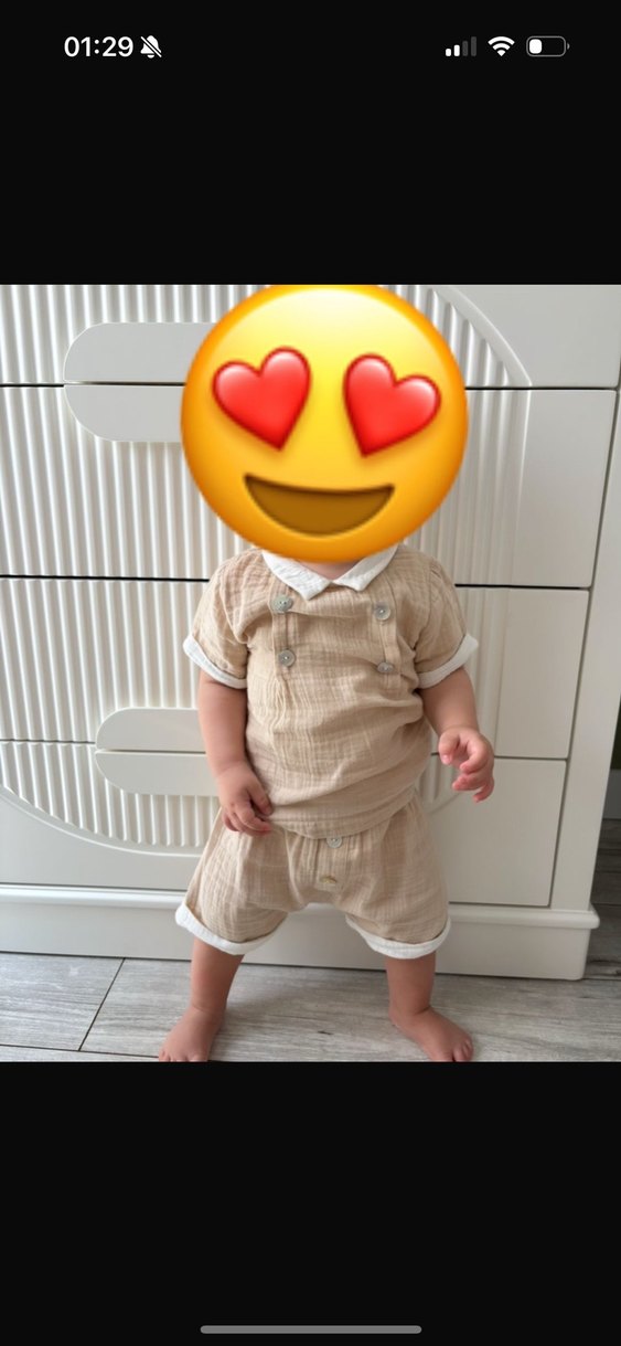 Kız Çocuk Bej Keten Kısa Kollu Gömlek - Görsel 2