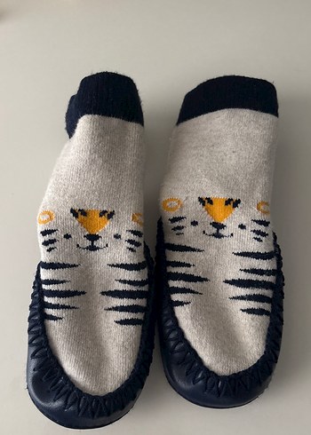 LCW Gri Zebra Desenli Erkek Çocuk Örgü Ev Terliği