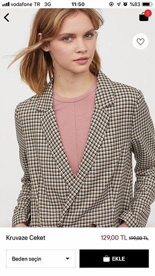 H&M ekose dar kesim ceket