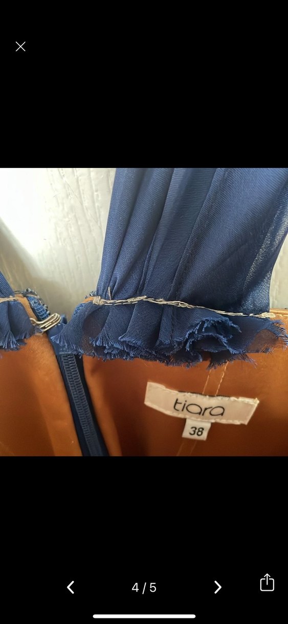 Nakışlı Lacivert Uzun Abiye Elbise - Görsel 4