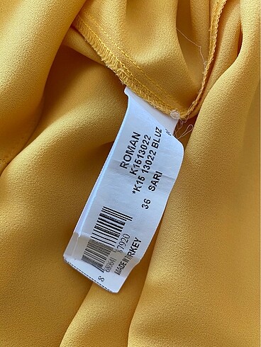 36 Beden sarı Renk Roman bluz