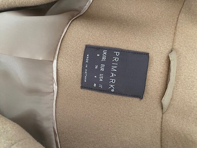 36 Beden ten rengi Renk Primark kaşe manto