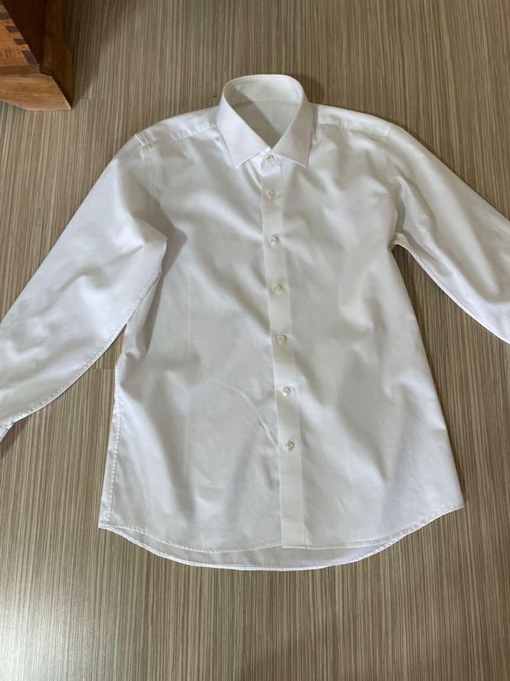 Beyaz Uzun Kollu Düğmeli Erkek Gömlek - Görsel 4