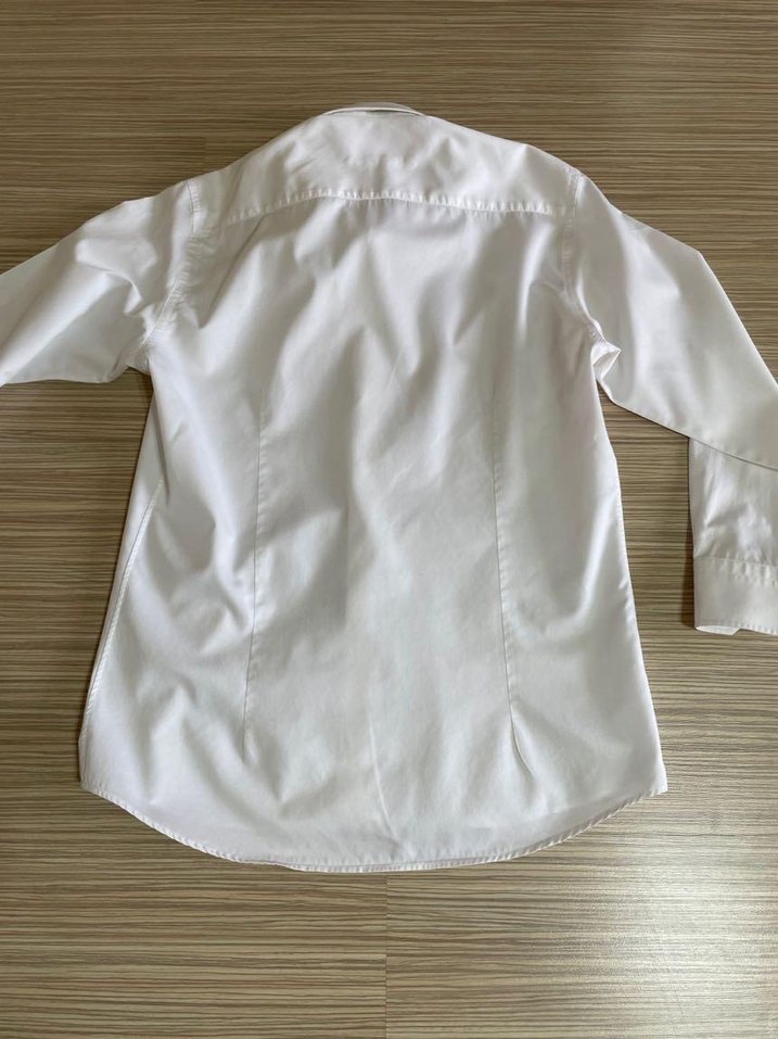 Beyaz Uzun Kollu Düğmeli Erkek Gömlek - Görsel 5