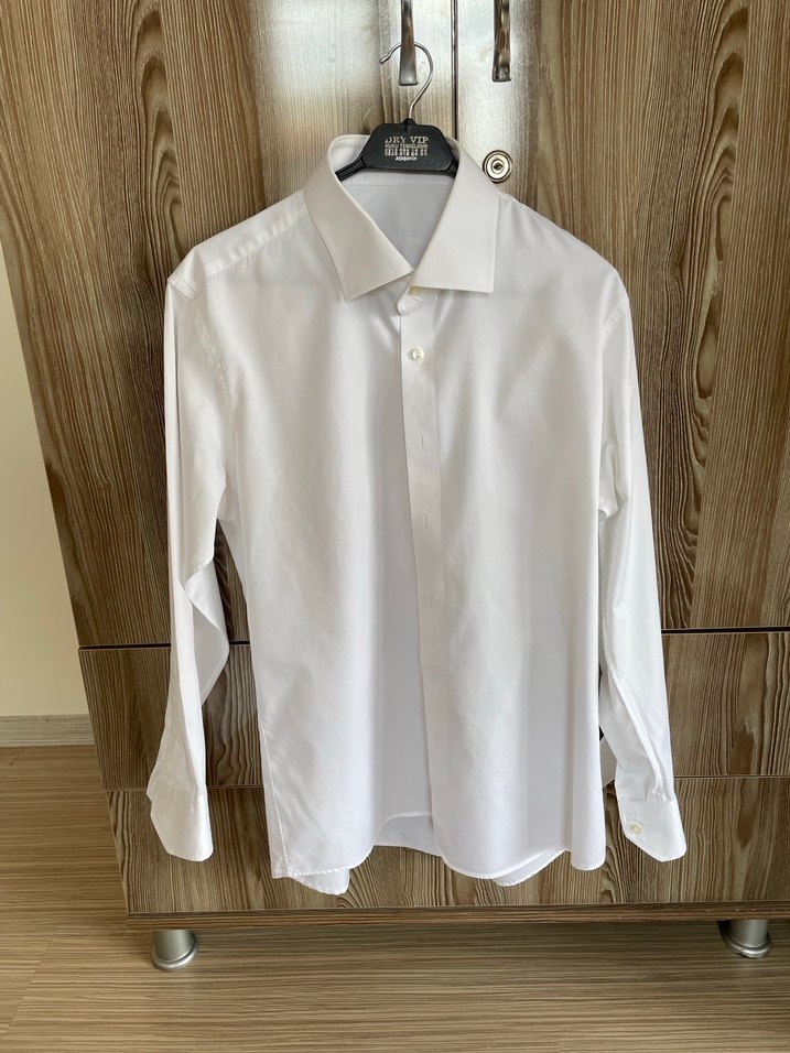 Beyaz Uzun Kollu Düğmeli Erkek Gömlek - Görsel 2