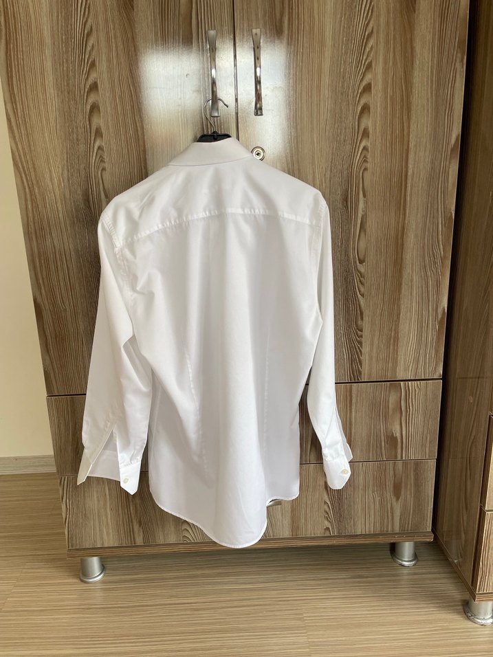 Beyaz Uzun Kollu Düğmeli Erkek Gömlek - Görsel 3