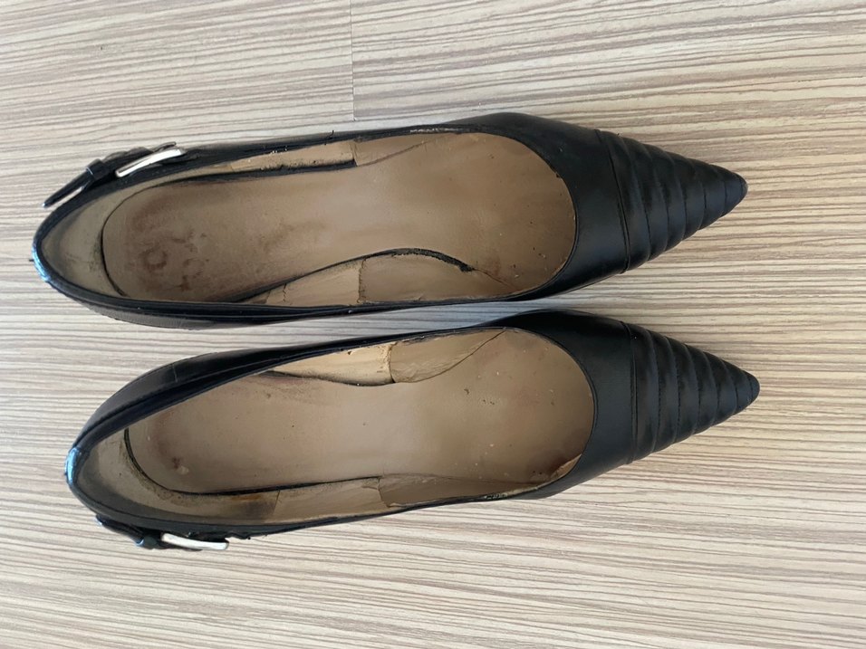 Klasik Siyah Tokalı Stiletto Yılan Derisi Desenli - Görsel 5