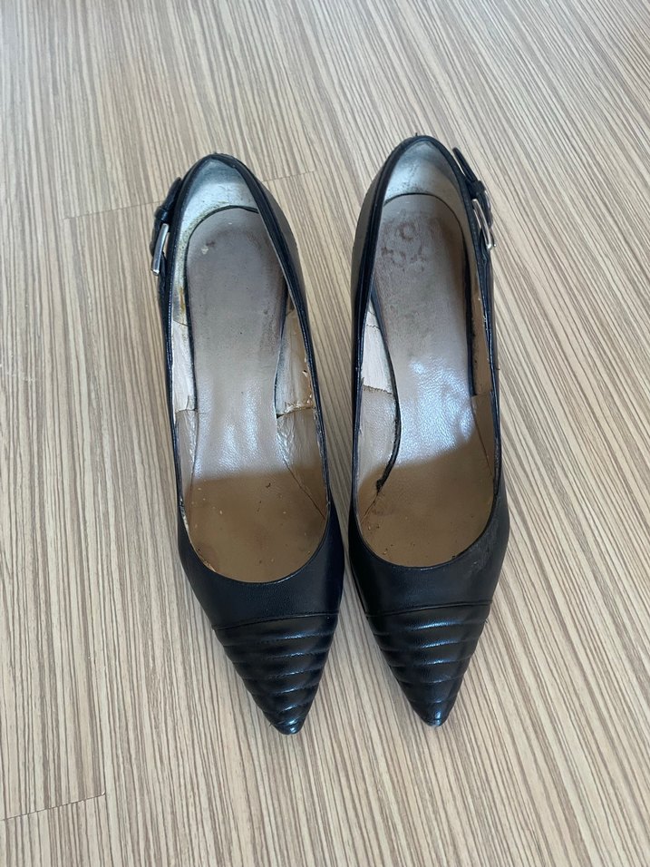 Klasik Siyah Tokalı Stiletto Yılan Derisi Desenli - Görsel 3