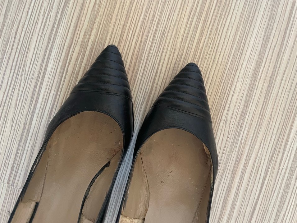 Klasik Siyah Tokalı Stiletto Yılan Derisi Desenli - Görsel 4