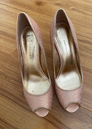 Pembe Yılan Desenli Dantel Topuklu Stiletto - Görsel 2