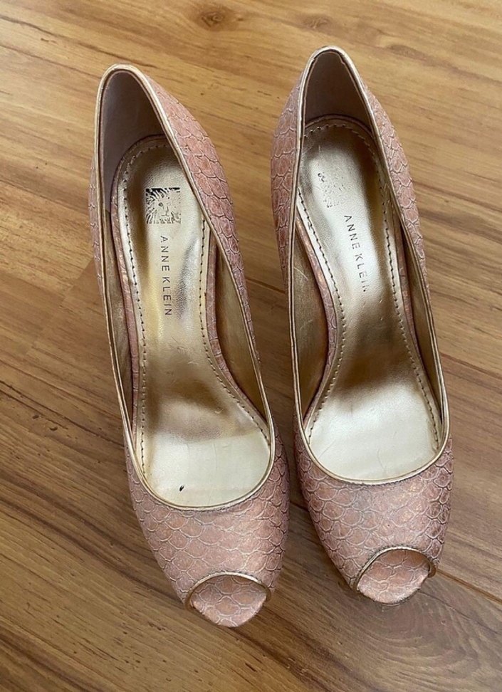 Pembe Yılan Desenli Dantel Topuklu Stiletto - Görsel 2