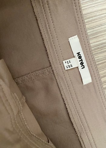 Koton Koton Bej Keten Mini Pilili Etek