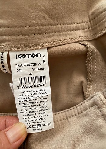 42 Beden Koton Bej Keten Mini Pilili Etek