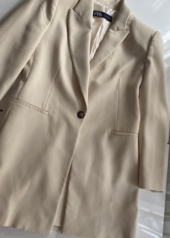 Zara Bej Tek Dugmeli Blazer Ceket