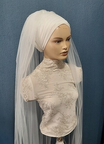 Gelin başı hazır duvak türban