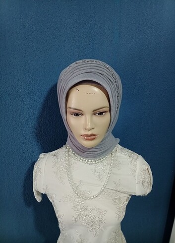 Beden gri Renk Hazır duvak türban eşarp gelin başı