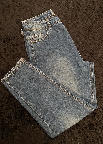 Quzu Acik Mavi Yuksek Bel Denim Jean