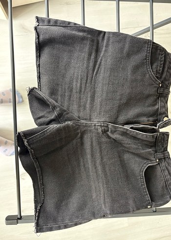 LC Waikiki Antrasit Siyah Yuksek Bel Denim Mini Etek