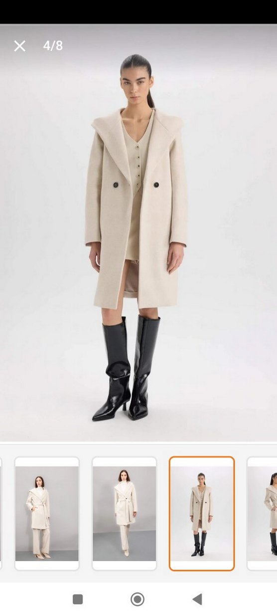 Defacto Kapüşonlu Uzun Kaşe Kaban - Görsel 2