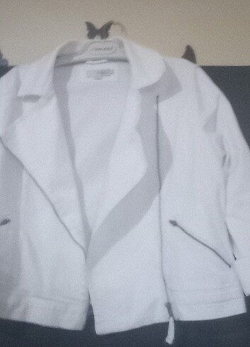 Beyaz kot keten ceket 