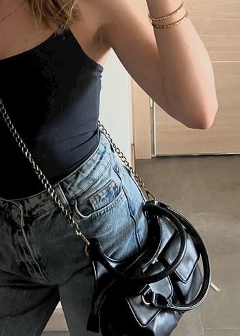 Siyah Zincir Detaylı Deri stradivarius çanta - Görsel 2