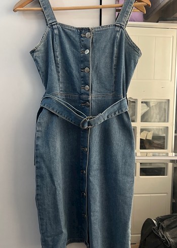 Defacto Mavi Denim Kolsuz Elbise