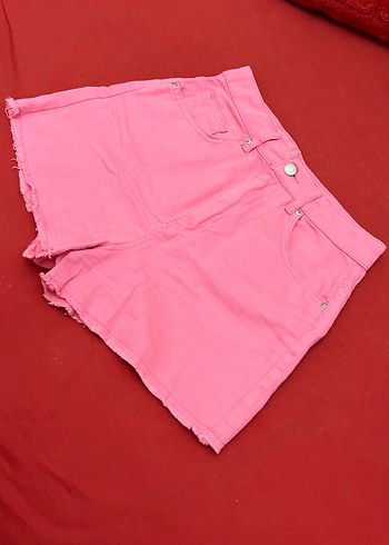 Defacto Canli Pembe Yuksek Bel Denim Sort