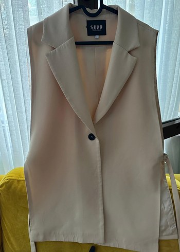 Suud Collection Bej Kolsuz Blazer Ceket Yelek 1 Beden
