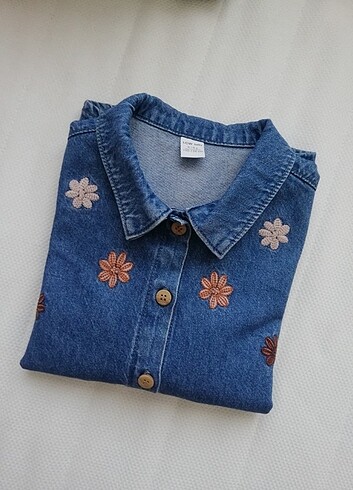 Kız Çocuk Jean Gömlek - Görsel 4