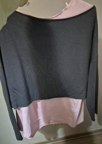 Gri Uzun Kollu Salaş bluz - Görsel 2