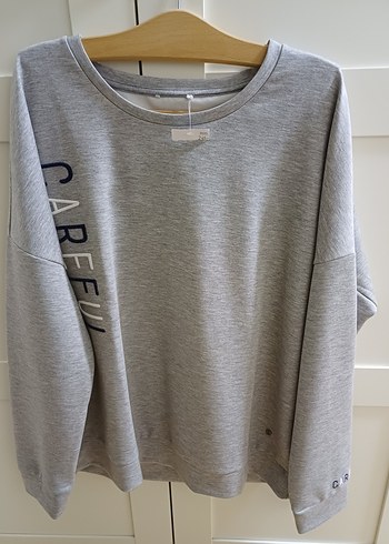 Diğer Gri Melanj Rahat Bisiklet Yaka Sweatshirt
