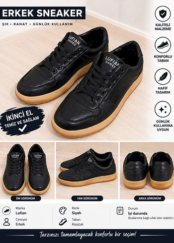 Lufian Siyah Erkek Sneaker