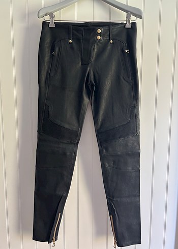 Balmain Siyah Deri Pantolon