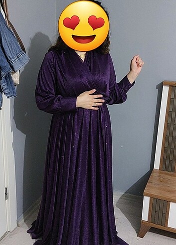 44 Beden Mor simli tül abiye elbise