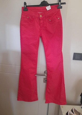 Zara Canli Fusya Denim Pantolon