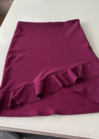 Mor Midi Hamile Eteği Fırfırlı - Görsel 2