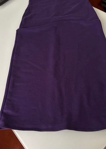 Mor İpek Görünümlü Askılı Elbise - Görsel 5