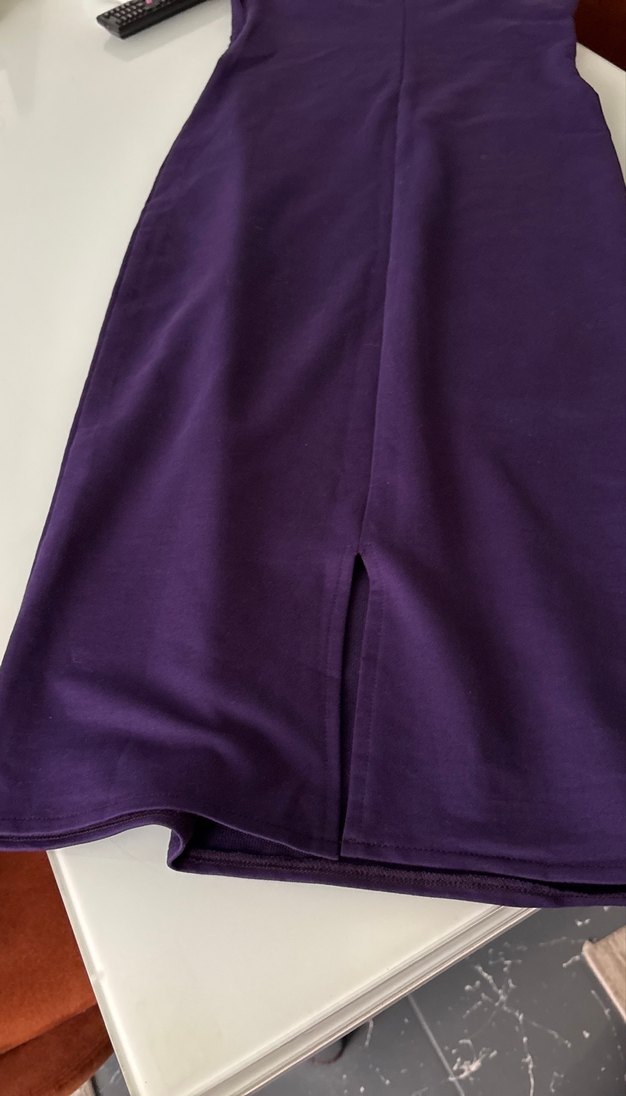 Mor İpek Görünümlü Askılı Elbise - Görsel 3