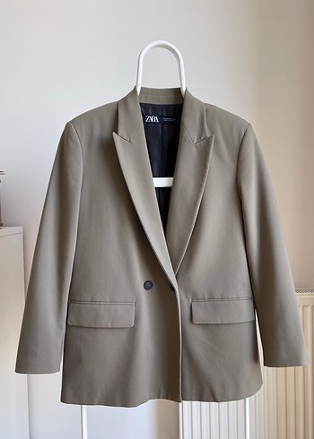 Zara Haki Yesili Tek Dugmeli Blazer Ceket