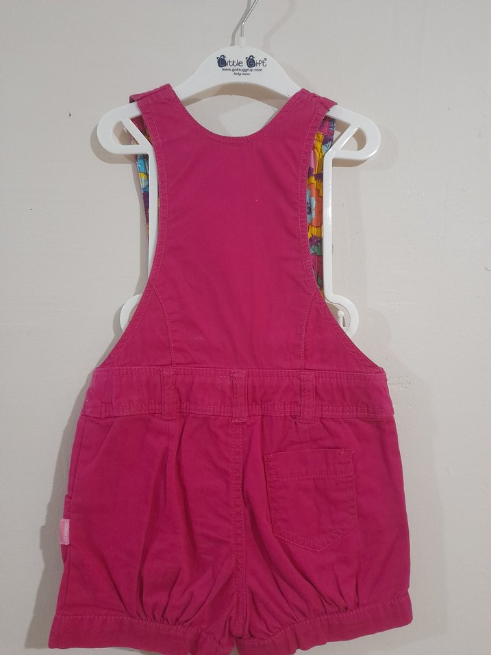 Renkli Pembe Kız Tulum, Düğmeli, Kolsuz - Görsel 2