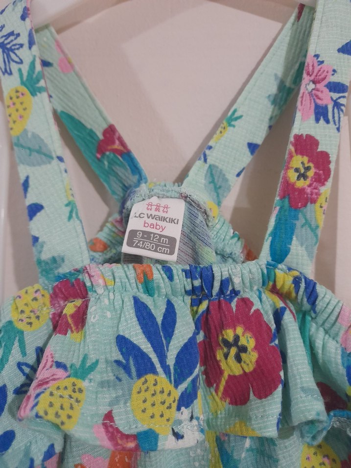 Çiçek Desenli Renkli Kız Elbisesi - Görsel 2